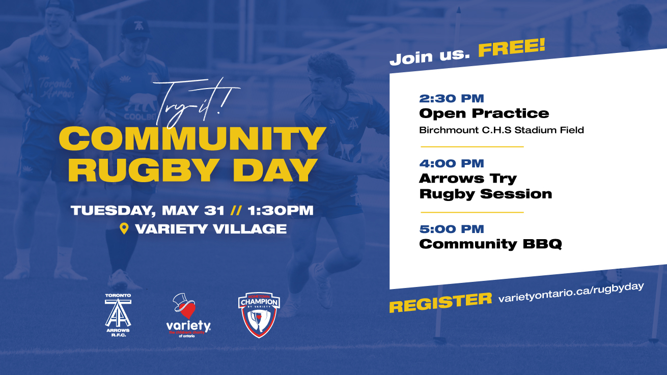 Variety Village to Host Toronto Arrows Community Rugby Day on May 31